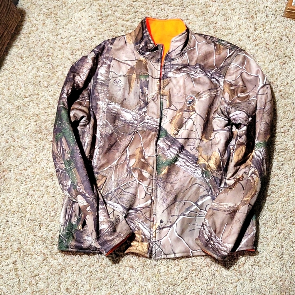 Men's camouflage reversible fleece  hunting jacket